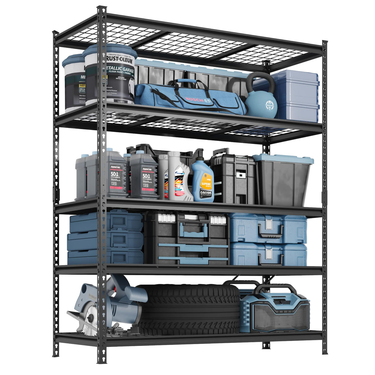 FLEXIMOUNTS Garage Shelving, Heavy Duty Shelving 2000 lbs, 5-Tier Garage Storage Shelves,Industrial Shelves for Heavy Tools and Equipment, 48" W x 24" D x 72" H FLEXIMOUNTS