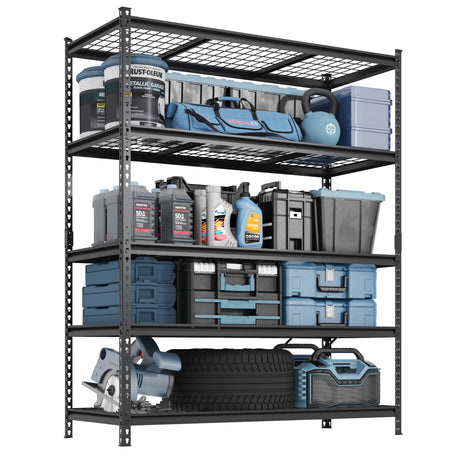 FLEXIMOUNTS Garage Shelving, Heavy Duty Shelving 2000 lbs, 5-Tier Garage Storage Shelves,Industrial Shelves for Heavy Tools and Equipment, 48" W x 24" D x 72" H FLEXIMOUNTS