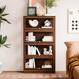 BONITURE Display Cabinet with Acrylic Glass Doors,4-Tiers Curio Cabinet with LED Lighting for Collectibles, Collectibles Toy Organizers Rack & Display Shelf Display Case Storage Cabinet, Walnut BONITURE