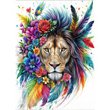 DOMROM Lion Diamond Painting Kits for Adults, Lion Flowers Full Drill Diamond Dots Paintings for Beginners, Round 5D Paint with Diamonds Pictures Gem Art Painting Kits DIY Craft Kits 12x16 inch DOMROM