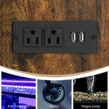 4ever2buy 55-75 Gallon Fish Tank Stand with Power Outlets, LED Light, Heavy Duty Aquarium Stand with Cabinet for Fish Tank Accessories Storage, for Turtle Tank, Reptile Terrarium, 1100LBS, Black 4ever2buy