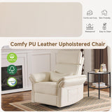 Power Recliner Rocking Chair Nursery Gliders with Adjustable Armrests and Headrest, Swivel Electric Glider Reclining Nursing Chair with USB Port and Storage Bags, FSC Certified(Leather, Beige) MELLCOM