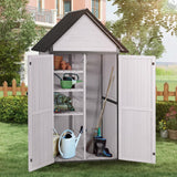 GUTINNEEN Outdoor Storage Shed with All Around Strong Metal Frame, Garden Tool Sheds Cabinet with Floor & Adjustable Shelves, Wooden Tool House for Backyard Garden Patio Lawn (White) GUTINNEEN