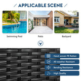 Patio Canopy Daybed with Canopy, 79.9" Outdoor Sunbed with Adjustable Canopy, Double Lounge Chair, PE Rattan Daybed for Garden Poolside Patio, Black Wicker and Beige Cushion RuiSiSi