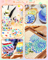 FIVEIZERO 420g Mosaic Tiles for Crafts - 280Pcs Glass Mosaic Kits, Mixed Shapes Mosaic Glass Pieces for Art, Irregular Tiny Mosaic Tile for DIY Projects, Home Decoration(Mix) FIVEIZERO
