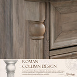 Yechen 62'' Farmhouse TV Stand for Living Room - 31.5'' Tall Entertainment Center with Storage Cabinets & Drawers, Wood Media Console Table with Roman Columns, for 75 Inch TV, Weathered Reclaimed Oak Yechen