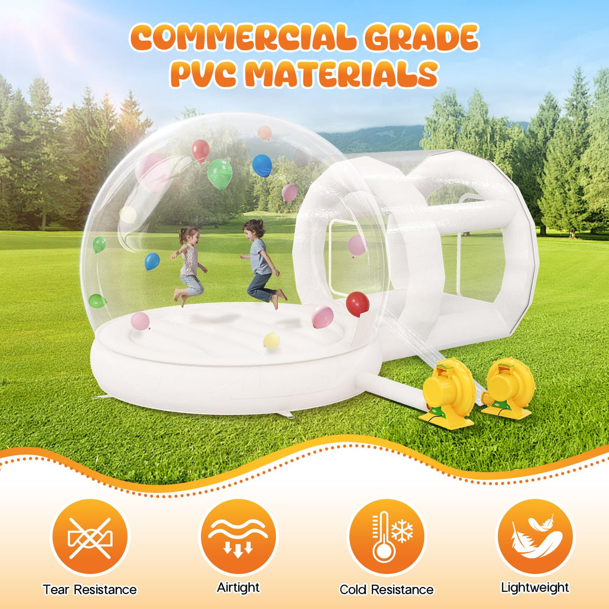Albott 10FT Inflatabla Bubble Bounce House, Bubble House Inflatable Dome with 550W and 370W Air Blowers for Birthday Parties, Wedding and Gender Revealing Albott