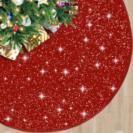 BlessedSeason Christmas Tree Skirt, 21 Inch Red Tree Skirt Satin Skirt with Small Sequins, Small Tree Skirt for 3 4 5ft Tree, Christmas Tree Decoration BlessedSeason