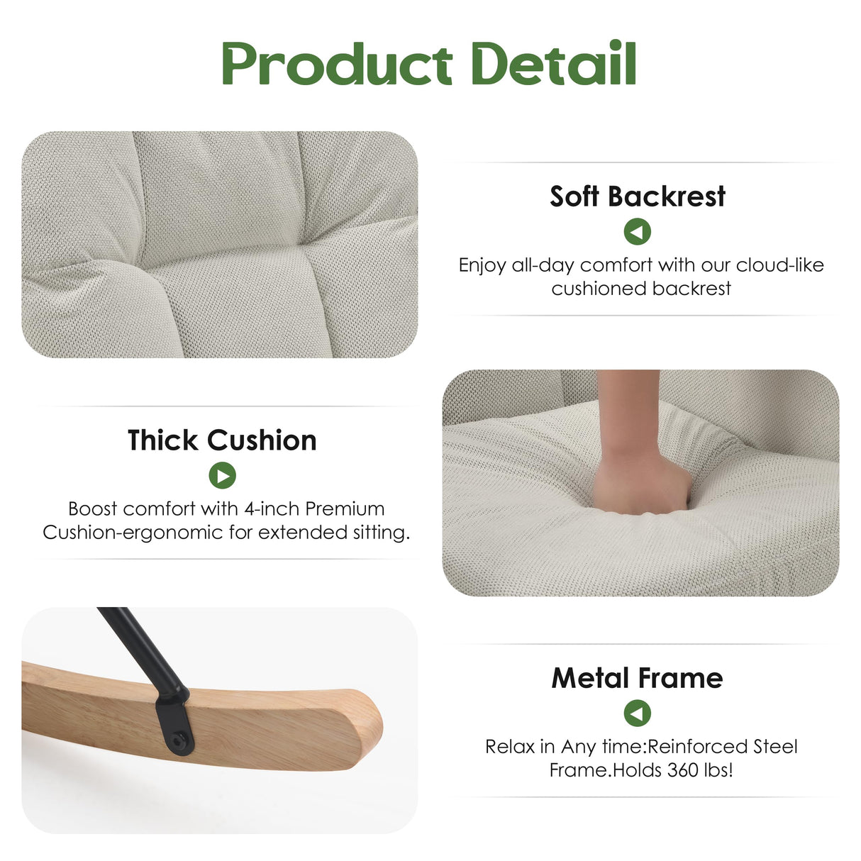 AYEASY Rocking Chair Nursery, Teddy Baby Nursery Rocking Chairs, Modern Nursing Chair for Breastfeeding, Nursery Rocker for Small Spaces Indoor, Accent Glider Chairs for Living Room, Bedroom, Beige AYEASY