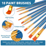 ESRICH 52PCS Acrylic Paint Set, Painting Supplies with 2*12 color acrylic paint (12 ml), 20 brushes, 4 boards, 2 wooden frames, 2 plates, Acrylic Painting Kits for Kids, Adults, Artists and Beginners ESRICH