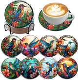 mrpwnle 8 PCS Diamond Painting Art Coaster Set with Holder Diamond Art Coasters DIY Hummingbird Diamond Painting Coasters Kit for Adults Beginners Bird Diamond Art Coasters Crafts Supplies mrpwnle
