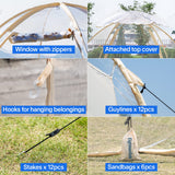 EighteenTek Sports Tent Screen House Room Greenhouse Camping Tent Canopy Gazebos 4-6 Person for Patios Large Oversize Weatherproof Pod Pop Up Tent, Cold Protection Beige 10’x10’ EighteenTek