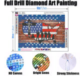 Ekuxom 4th of July Diamond Art Kits for Adults, Army American Flag Diamond Art Painting Kits Patriotic Beginner Arts Full Round Drill Crafts Home Wall Decor Gifts 12x16 inch Ekuxom