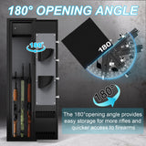 ANXINWEI Gun Safe, 3-5 Gun Cabinet with Separate Locker, Gun Safe for Rifles and Pistols with Dual Alarm and Mute Mode, Shotgun Safe with LED Light, Rifle Safes for Home with Removable Shelf ANXINWEI