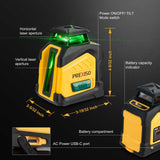 PREXISO 360° Laser Level with Tripod, 100Ft Dual Power Self Leveling Cross Line Laser- Wide Angle Vertical Line for Construction, Floor Tile, Renovation with Magnetic Base, Wall Panel Stand, Carry Bag Prexiso