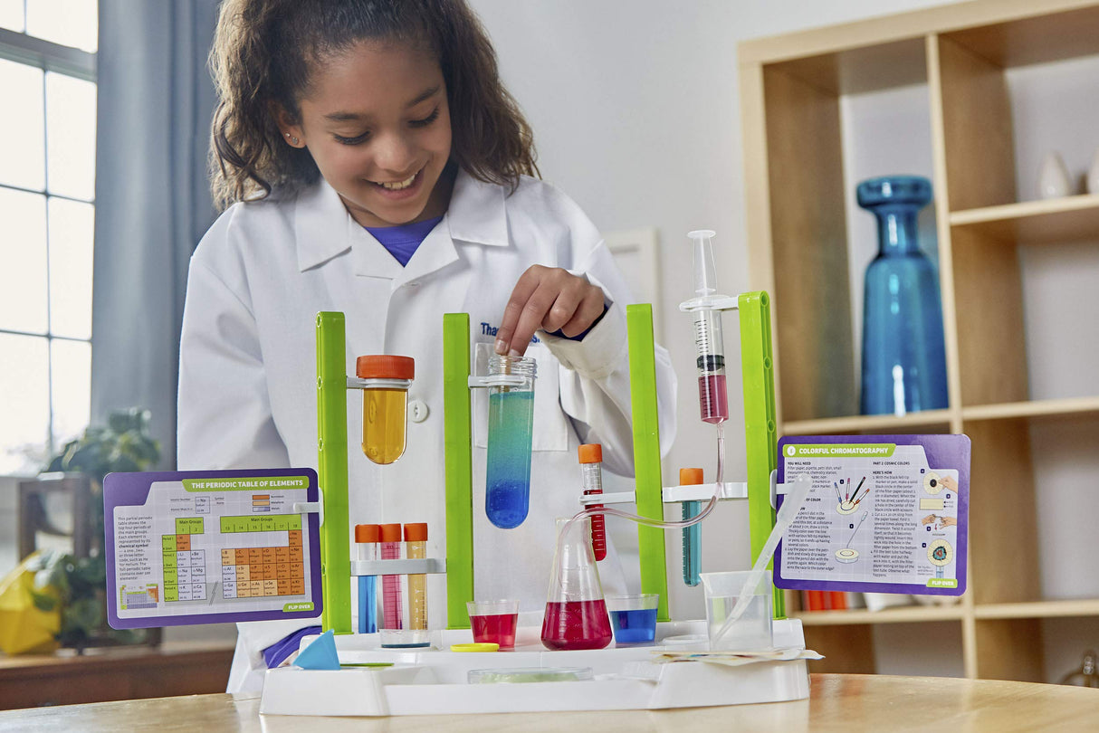 Thames & Kosmos Ooze Labs Chemistry Station Science Experiment Kit, 20 Non-Hazardous Experiments Including Safe Slime, Chromatography, Acids, Bases & More, Multi-Color Thames & Kosmos