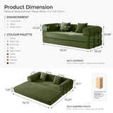 79" Convertible Sofa Bed with Fixed-Shape Frame & Removable Armrests, Modular Corduroy Sleeper Sofa, Folding Mattress Couch for Small Spaces - No Assembly Needed in Green (Includes 2 Pillows) SAVENICA