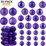 Wironlst Christmas Ball Ornaments - 30pcs Shatterproof Plastic Christmas Ornaments Hanging Ball Decorations for Xmas Tree, Holiday, Wedding, Party (Multi-Size, Purple) Wironlst