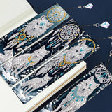 JISHSHAY 4 PCS Diamond Art Book Marks Wolf Diamond Painting Bookmarks Dreamcatcher Gem Art Bookmarkers Animal Gem Painting Book Markers Mosaic Kits for Adults Page Markers Embroidery Bookmarks JISHSHAY