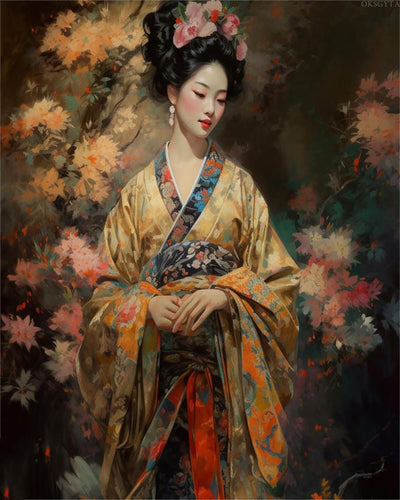 OKSGYTA Paint by Numbers Kit for Adults Beginner Japanese Geisha Woman Oil Paingting Kits Drawing DIY Acrylic Arts Craft Kit Gift for Home Decor 16x20 Inch