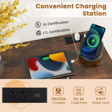 Giantex 60 Inch Computer Desk with Charging Station, Home Office Writing Desk with Storage Bag & Headphone Hook, Large Gaming Table PC Workstation, Modern Simple Laptop Desk for Bedroom, Study Giantex