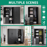 Letaya Metal Storage Cabinets with Drawers, Staff Locker with Lock Door and Shelves-Wardrobe Clothing/File/Tool Storage for Office, Home, School, Employee,Gym,Fire Department,Garage (Black) Letaya