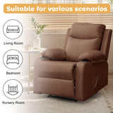 Korser Recliner Chair, Small Recliners for Small Spaces, Manual Recliner with Cup Holders and Side Pockets, Reclining Chair, Chairs for Living Room, Bedroom, Nursery, Brown Korser