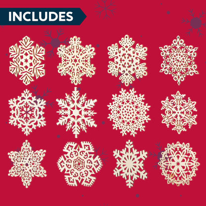 Joiedomi 60pcs Wooden Snowflake Ornaments for Christmas Tree Decoration and Holiday Party Decor