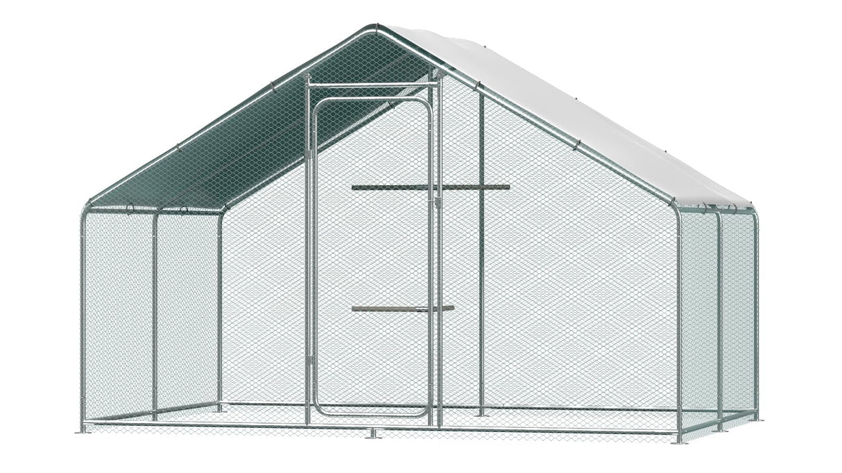 Large Metal Chicken Coop Heavy Duty Chicken Pens Outdoor with Top Walk in Poultry Cage Chicken Run Dog Kennel with Water Resident and Anti-UV Cover for Yard with Cover Duck Rabbit Cage wonline