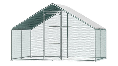 Large Metal Chicken Coop Heavy Duty Chicken Pens Outdoor with Top Walk in Poultry Cage Chicken Run Dog Kennel with Water Resident and Anti-UV Cover for Yard with Cover Duck Rabbit Cage wonline