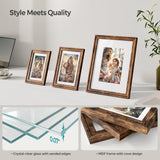 SONGMICS Picture Frames with 16 Mats, Set of 10 Collage Photo Frames, Two 8x10, Four 5x7, Four 4x6 Frames, Hanging or Table Display, Glass, 12 Non-Trace Nails, Rustic Brown SONGMICS