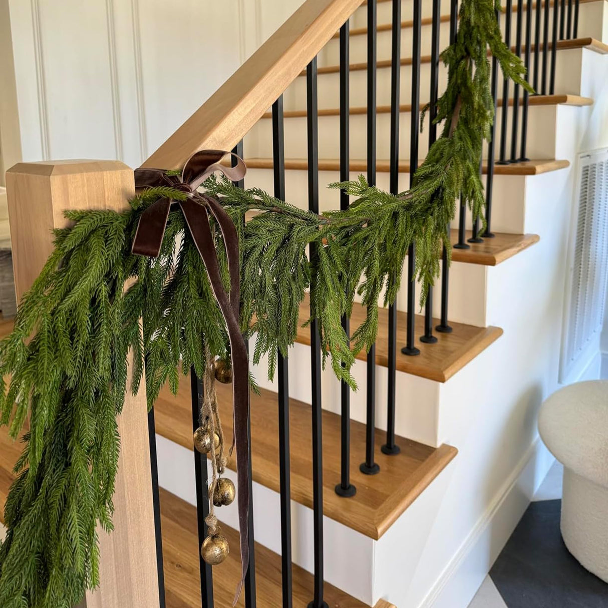 Christmas Garland for Mantle, Norfolk Pine Garland Artificial Greenery Garlands for Table, Wall, Mantle, Indoor, Outdoor Christmas Decorations(1 PCS, 6 FT) HKKDKTA