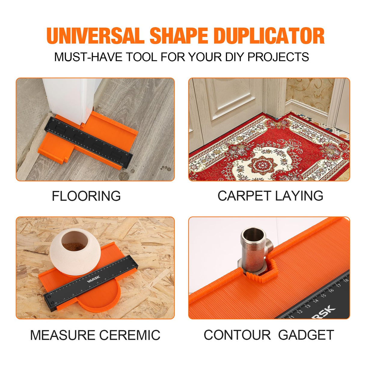 VARSK Contour Gauge Tool (10 inch) with Lock - Birthday Gifts for Men Dad Him, Cool Gadgets for Men, Irregular Shape Duplicator, Outline Edge Angle Measuring Tool for Woodworking Flooring VARSK