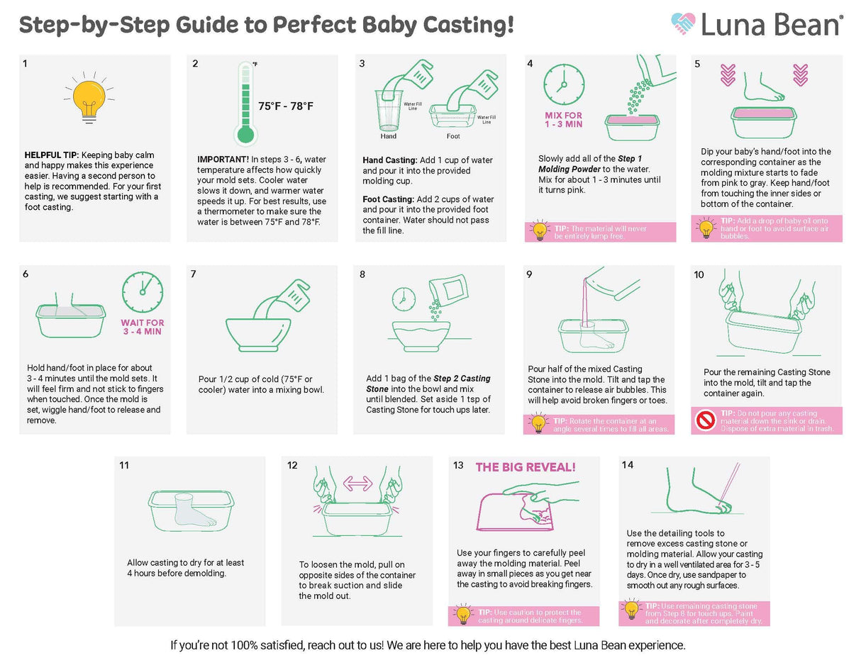 Luna Bean Baby Footprint & Hand Casting Kit – Premium Newborn Infant Keepsake - New Mom Gifts, Baby Shower Gifts for Girls and Boys Luna Bean