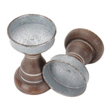 GenMous&Co. Decorative Candle Holders Pedestal Rustic Wood for Pillar Candle Farmhouse Candlestick Holder Galvanized Plate for Mantel, Dining Table, Centerpiece,Coffee Bar,Set of 2（Brown GENMOUS & CO.