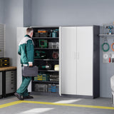 Letaya Metal Storage Cabinet with Lock Door and 5 Shelves,6 Tier Steel Garage Tool Cabinet for Home Office Utility Room 72" H X 36" W X18 D (White Gray) Letaya