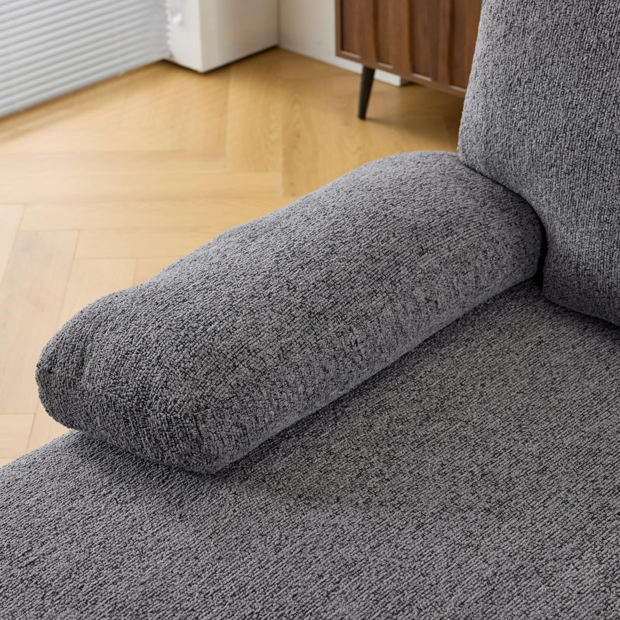 VINGLI 110' U-Shaped Sectional Couch with Two Chaise, Affordable Small Sofa with 4 Seats, Chenille Fabric Comfy Couches for Living Room, Dark Grey VINGLI