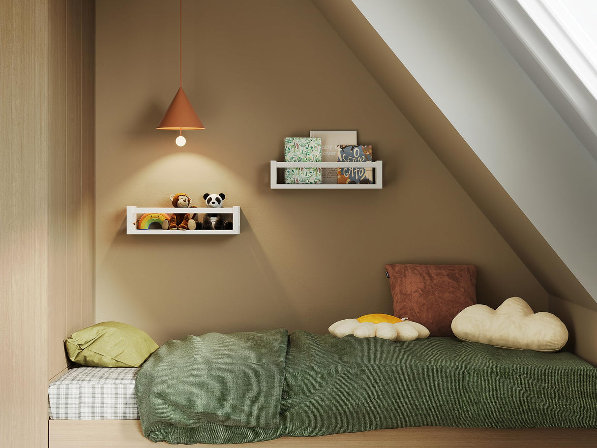 TidyCorner Upgraded Thick Floating Shelves - Multi-Use Wall-Mounted Bookshelves for Kids and Nursery, Ideal for Books, Toys, Spice Rack, Decor - White TidyCorner