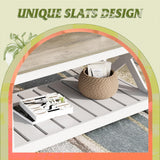 WLIVE Farmhouse Coffee Table for Living Room, 40.1" Rustic Center Table with X-Frame Support & Storage Shelf, 2-Tier Wood Coffee Tables for Bedroom & Balcony, Grey & White WLIVE