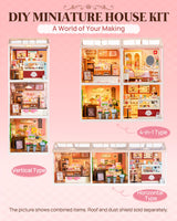 Rolife Super Creator DIY Miniature Plastic House Building Set Playset with LED, Suitable for Mini Figures Construction Toys Diorama Kit Gifts for Teens Adults (Tasty Cake Shop) Rolife