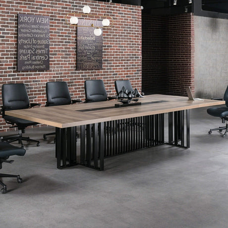 10ft Large Conference Table - 2" Thick Top & Metal Grid Base | Easy Assembly | Cable Management | Commercial Office Desk, Modern Executive Meeting Table for Office (10-20 People) SAINTCY