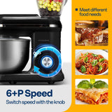 VIVOHOME 3 in 1 Multifunctional Stand Mixer with 6 Quart Stainless Steel Bowl, 650W 6 Speed Tilt-Head Meat Grinder, Juice Blender, Black VIVOHOME