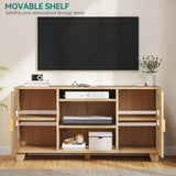 YITAHOME TV Stand for 65 Inch TVs, Boho Entertainment Center with Rattan Doors, Storage Cabinets and Adjustable Shelves, Long Boho Media Console for Living Room YITAHOME