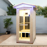 Outdoor Sauna 1 Person for Home Backyard Sauna Outdoor Infrared Sauna 1 Person Dry Sauna for Home Far Infrared Sauna Outdoor Spruce Wood Sauna 1300W Low EMF Single Person Infrared Sauna Room in Home RIGO