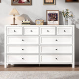 Farmhouse 10 Drawers Dresser for Bedroom, White Dresser Chest of Drawers, Wood Storage Dressers with Deep Drawers and Metal Handle, Wide Modern Dressers & TV Stand for Living Room, Closet, Hallway Gyfimoie