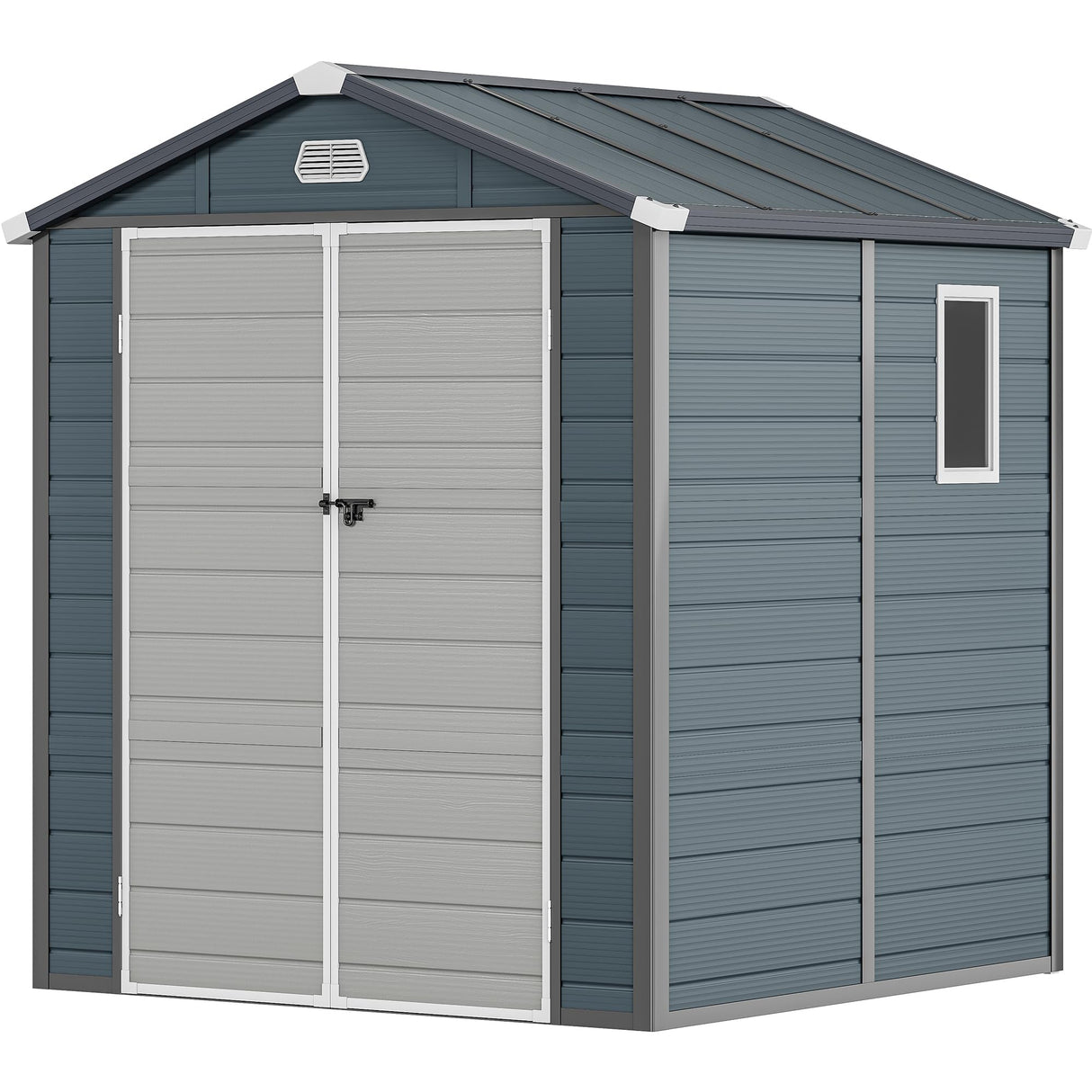 YITAHOME 6x6FT Resin Storage Unit sans Flooring, All-Weather Plastic Shed with Window, Vents and Secured Doors, Outdoor Plastic Tool Cabin for Poolside, Lawn, Backyard, Patio, Dark Gray YITAHOME