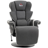 HOMCOM Manual Recliner, Swivel Lounge Armchair with Footrest and Two Cup Holders for Living Room, Black HOMCOM
