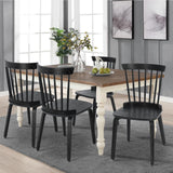Bekrvio Black Dining Chairs Set of 4 Windsor Chairs with Bentwood Legs, Farmhouse Spindle Back Dining Chair, Vintage Mid-century Country Style, Solid Wood Armless Kitchen Side Chairs for Living Room Bekrvio