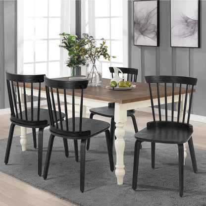 Bekrvio Black Dining Chairs Set of 4 Windsor Chairs with Bentwood Legs, Farmhouse Spindle Back Dining Chair, Vintage Mid-century Country Style, Solid Wood Armless Kitchen Side Chairs for Livi - WoodArtSupply