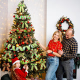 Riceshoot 4 Roll 40 Yards Christmas Wired Ribbon 1.97 Inch Red and Green Christmas Wrapping Ribbon Wide Wired Edge Polka Dot Glitter Stripe Decor for Xmas Holiday Wreath Bow Xmas Tree DIY Craft Riceshoot